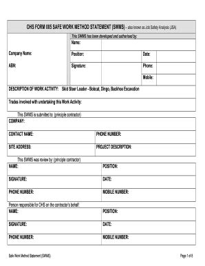 31 Printable Safe Work Method Statement Template Forms - Fillable Samples in PDF, Word to ...