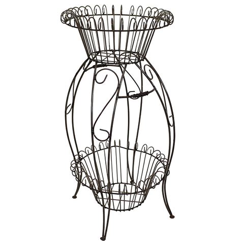 Sunnydaze Metal Indoor/Outdoor 2-Tier Plant Stand - Basket Style - 38 ...