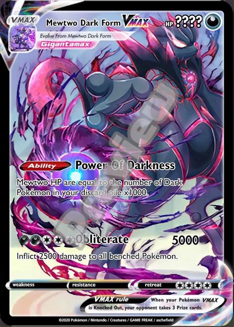 Mewtwo Dark Form VMAX Pokemon Card - Etsy