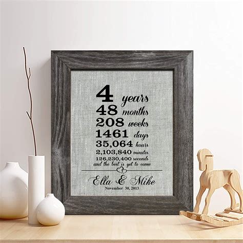 Personalized 4th Linen Anniversary Gift for Him or Her | 4th anniversary gifts, Birthday gifts ...