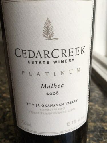 Cedar Creek Estate Winery Platinum Malbec | Vivino US