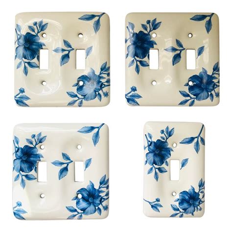 Late 20th Century Blue and White Ceramic Light Switch Plates - Set of 4 in 2020 | Light switch ...