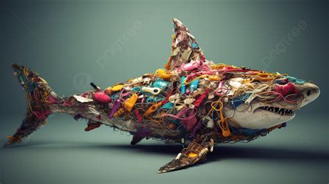 Shark Made Of Various Items Of Background, 3d Illustration Of Shark Plastic Waste, Hd ...