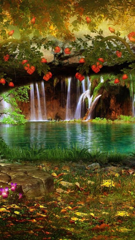 Waterfall Flowers Wallpapers - Wallpaper Cave