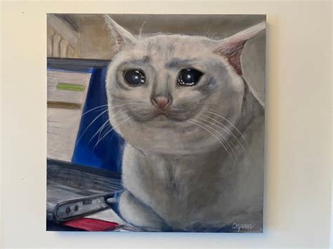 Sad Cat Meme Print. Crying Cat With Tears Welling up Artist - Etsy Denmark