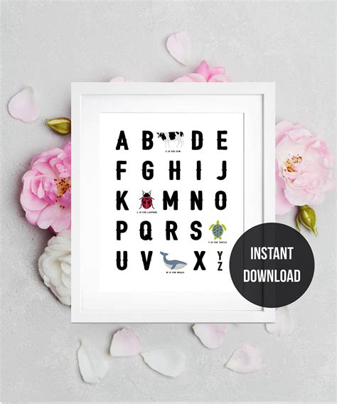 Alphabet Wall Decor, Instant Download, Toddler Poster, Printable Art ...