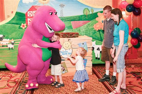 Barney, The Purple Dinosaur | Barney hugging his little frie… | Flickr