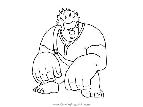 Wreck It Ralph Sitting Coloring Page for Kids - Free Wreck-It Ralph Printable Coloring Pages ...