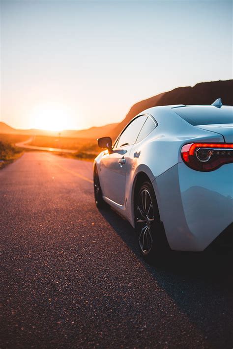 Sports car, car, rear view, road, sunset, HD phone wallpaper | Peakpx