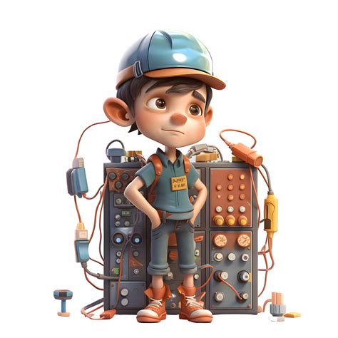 Skillful 3D Electrician with Tools Perfect for Electrical or Construction Related Designs PNG ...