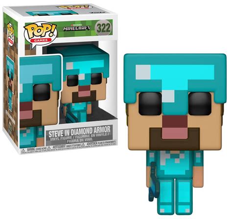 Funko Minecraft Funko POP Video Games Steve in Diamond Armor Exclusive ...