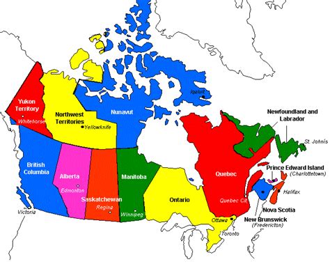 Map of Canada - Canada Map - Canadian Map - Map of Canadian Provinces - Map of Canadian Cities ...