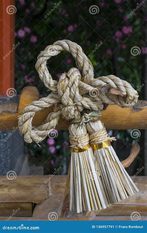 Shimenawa Or Sacred Rope In Japanese Shrine - Yamadera, Yamagata, Japan Editorial Image ...