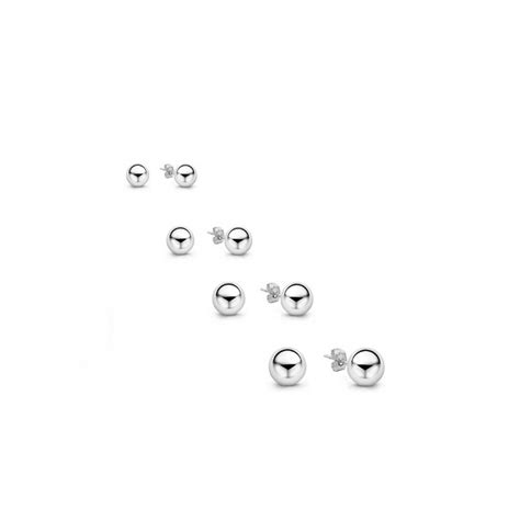 14k White Gold Ball Studs (3-9MM) - Tanga