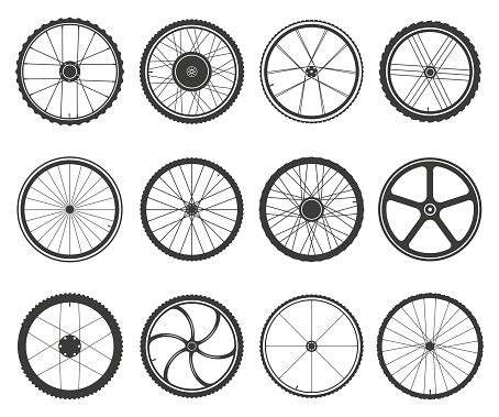 Bicycle Wheels Set Stock Illustration - Download Image Now - Bicycle, Wheel, Cycling - iStock