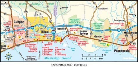 Biloxi Mississippi Area Map Stock Vector (Royalty Free) 143948134 | Shutterstock