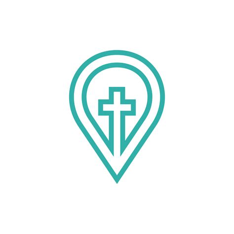 Cross church pin navigation line creative logo 22516333 Vector Art at ...