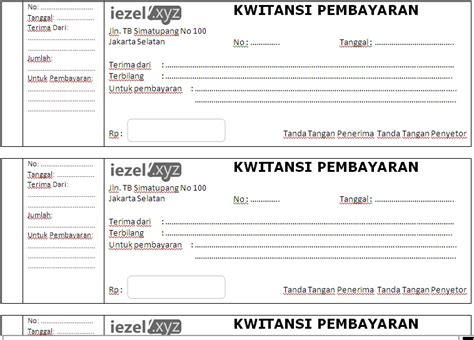 Contoh Kwitansi Dalam Excel - Perum Mawar