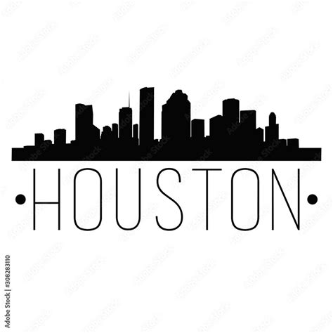 Houston Texas Skyline Silhouette City Design Vector Famous Monuments. Stock Vector | Adobe Stock