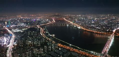 Seoul skyline night view Sky Deck Lotte World Tower