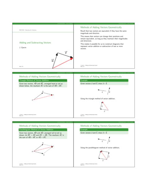 Adding and Subtracting Vectors