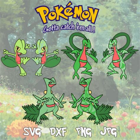 Pokémon TRIO Evolution SVG Treecko Grovyle Sceptile DXF - Etsy