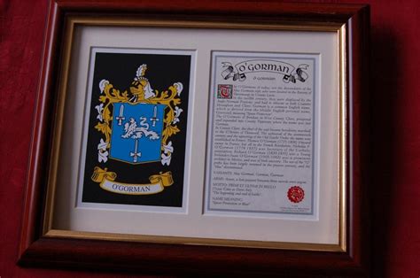 O'GORMAN Family Coat of Arms Crest + History - Available Mounted or ...