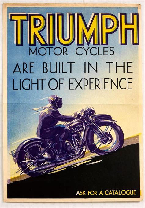 Sold Price: Original Advertising Poster Triumph Motorcycles Art Deco - August 6, 0120 3:00 PM BST