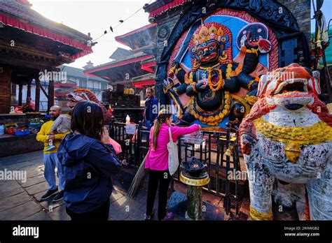 Nepal, Kathmandu valley, Kathmandu, Durbar Square, offering at the ...