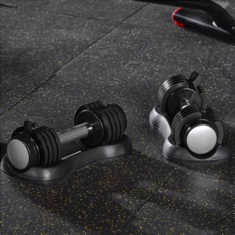 Pair of 12.5 Lbs Adjustable Dumbbell with Handle and Weight Plate for Home Gym black