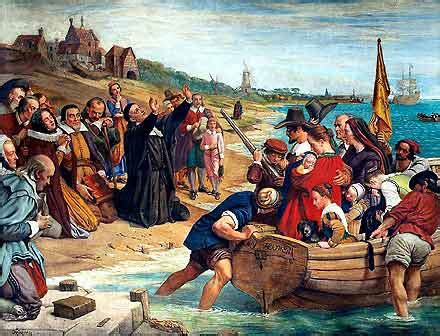 The embarkation of the Pilgrim Fathers from Delft Haven - Explore-Parliament.net