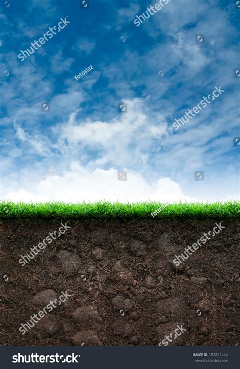 Loose Soil With Grass In Blue Sky Stock Photo 152822444 : Shutterstock