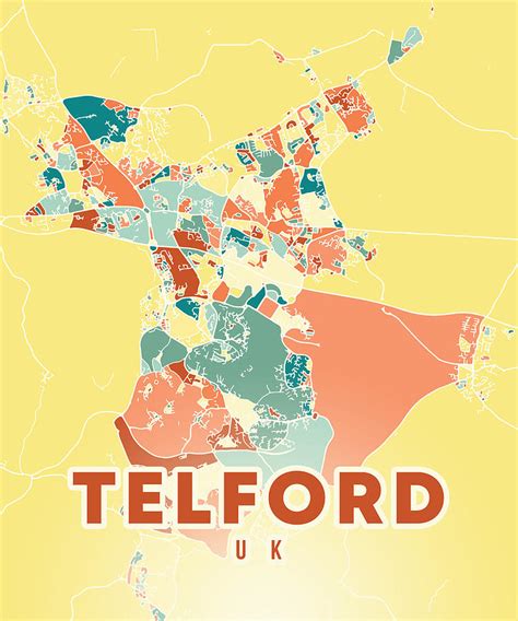 Telford UK Map Digital Art by Alexandru Chirila - Fine Art America