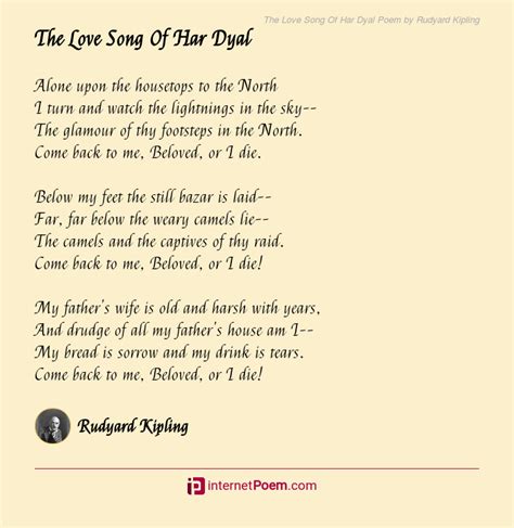 The Love Song Of Har Dyal Poem by Rudyard Kipling