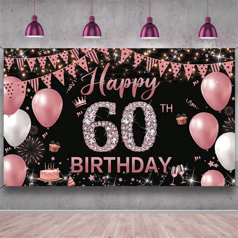 Buy 60th Birthday decorations Backdrop Banner for Women, Happy 60th Birthday Decoration Women ...