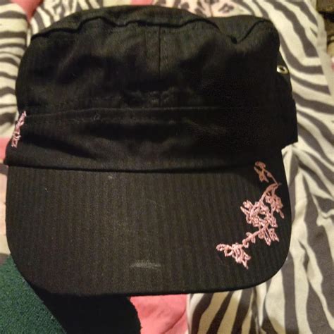 Tickled Pink Women's Black and Pink Hat | Depop