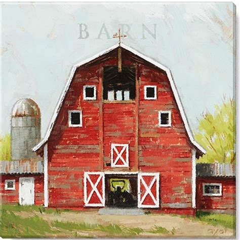 Red Barn Gallery Wrapped Canvas Art - 5 to 48 Sizes - 14 x 14 Inch