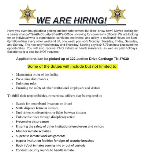 Smith County Sheriff’s Office Now Hiring Correction Officers | Smith ...