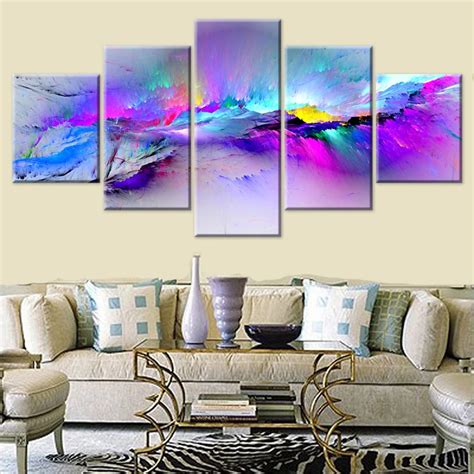 Wall Pictures For Living Room Abstract Canvas Painting Clouds Colorful Canvas Art Home Decor ...
