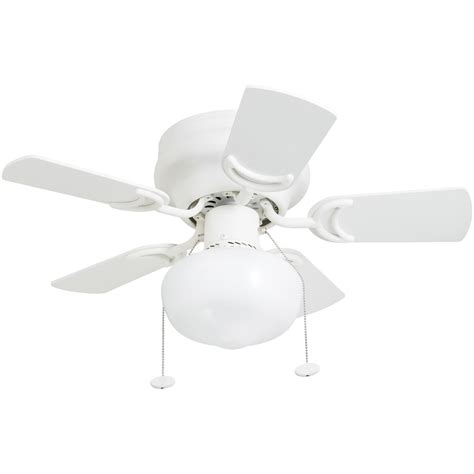 28-in White LED Indoor Flush Mount Ceiling Fan with Light Kit (5-blade ...