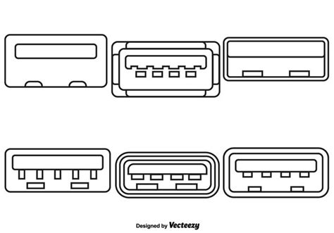 Vector Set Of USB port Line Style Icons 172666 Vector Art at Vecteezy