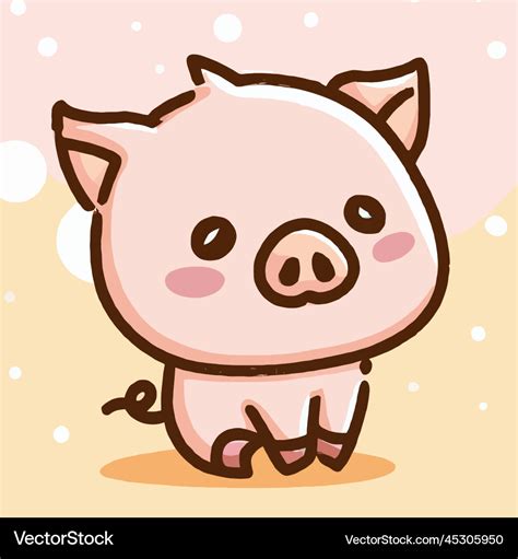 Cute pig kawaii chibi drawing style Royalty Free Vector