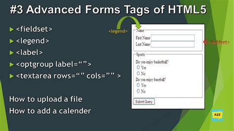 #3 Advanced Tag fieldset, label, legend || || Explanation || HTML 5 ...