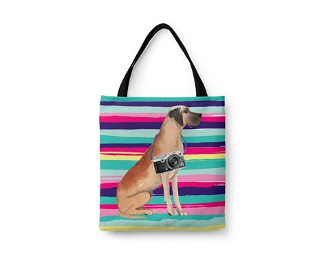 Great Dane Dog Tote Bag Illustrated dogs & 6 Travel inspired styles ...