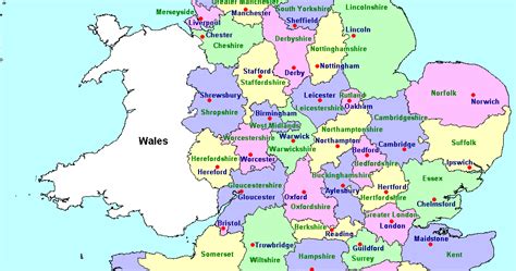 Online Maps: Map of England with Counties