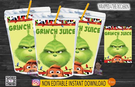 GRINCH JUICE LABEL - Etsy