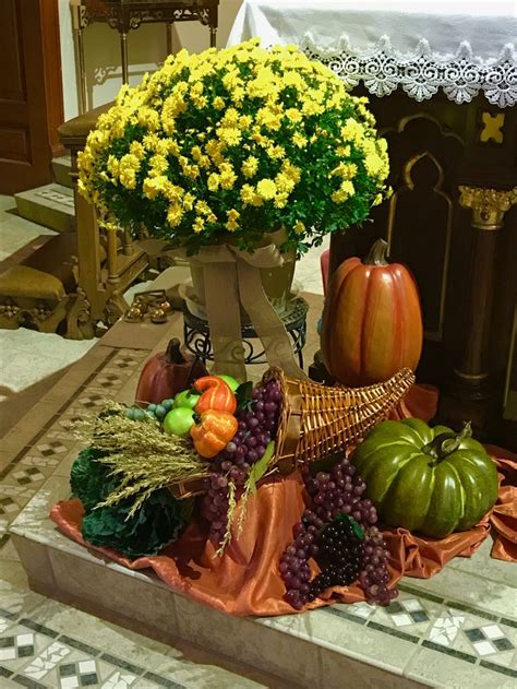 Pin on entertainment | Church decor, Harvest festival, Table decorations