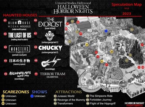 First Halloween Horror Nights 2023 Speculation Map Released for Universal Studios Hollywood ...