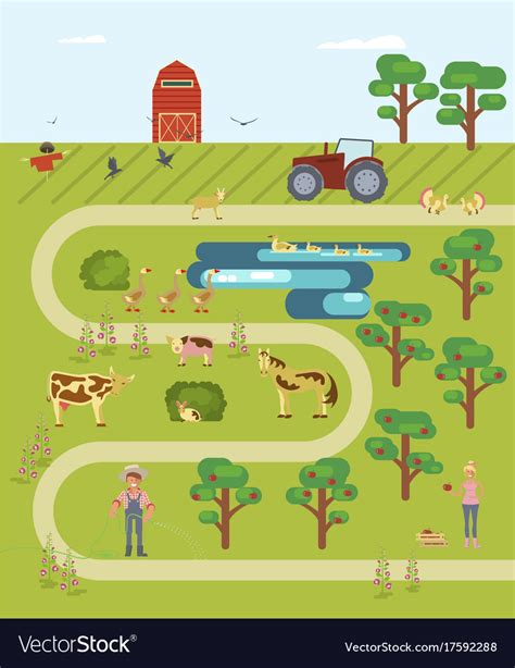 Map of the farm Royalty Free Vector Image - VectorStock