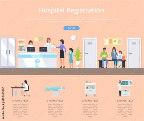 Hospital Registration Desk Vector Illustration Stock Vector | Adobe Stock